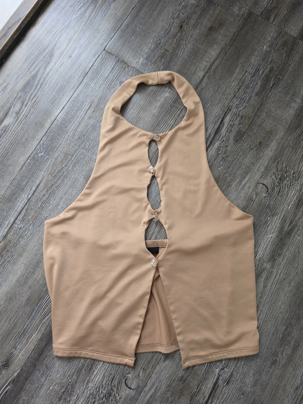 Forever 21 Beige Halter Keyhole Crop Top